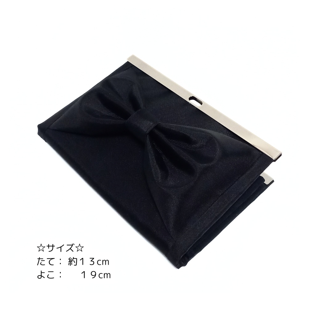 大きなリボンがアクセント♪19cm文鎮がま口ショルダー財布