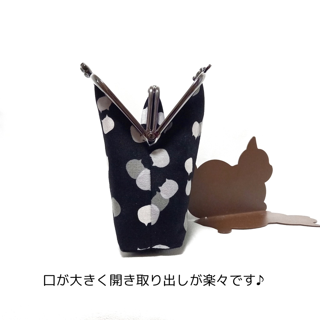 親子がま口長財布 ねこたまMIX(ごましお)柄(たっぷりサイズ)