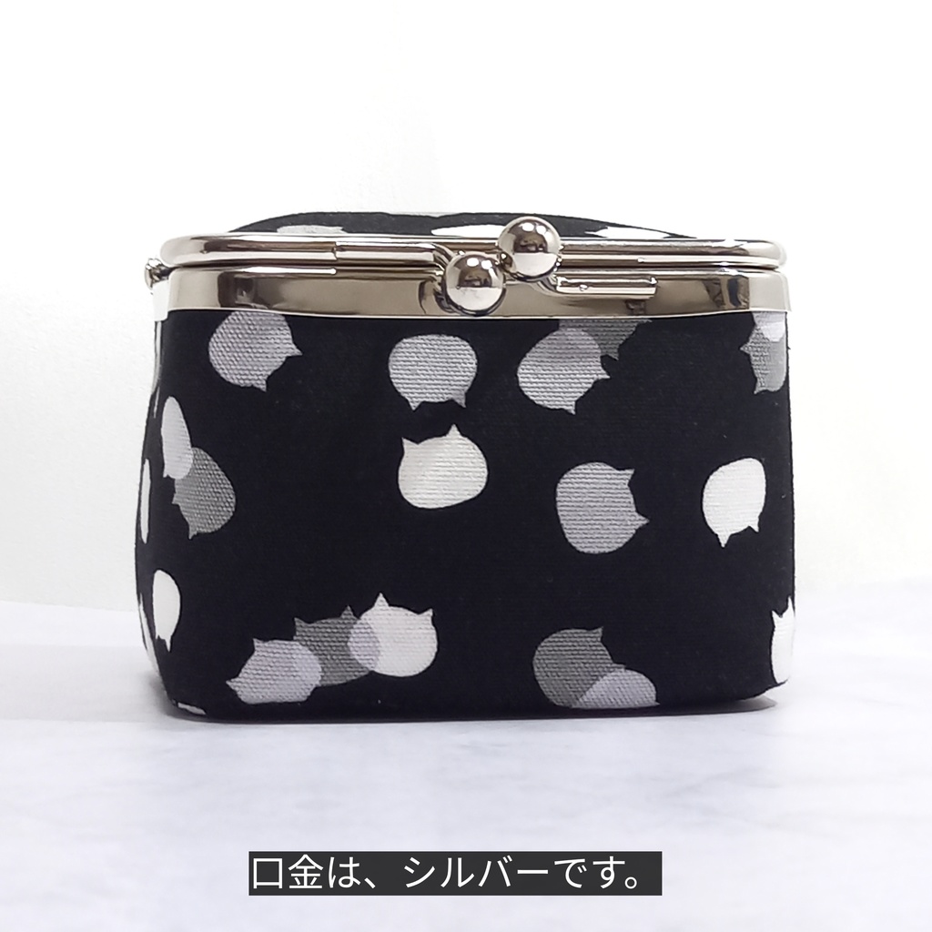 手のひらサイズのちょっと珍しい♪がま口立体ボックス☆ねこたまMIX(ごましお)