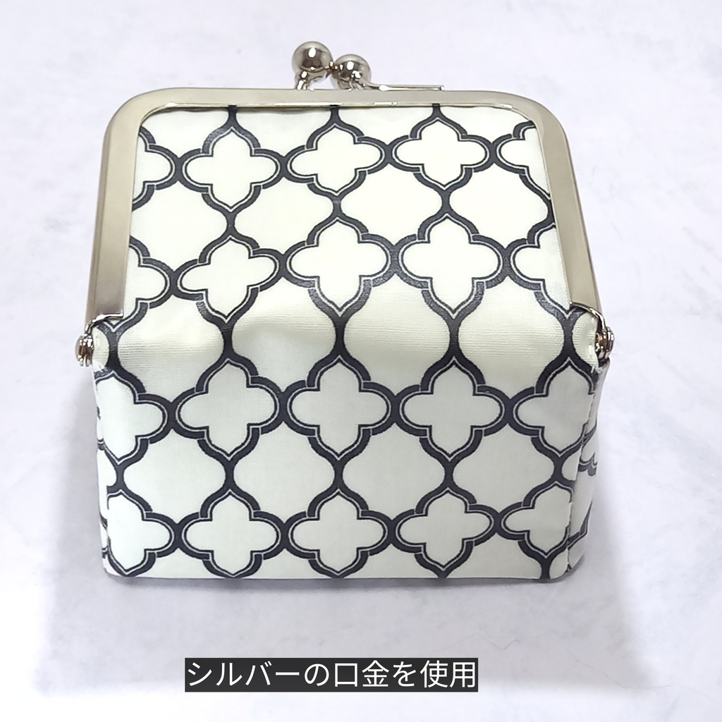 手のひらサイズのちょっと珍しい♪がま口立体ボックス☆大人可愛いダマスク モロッカン柄