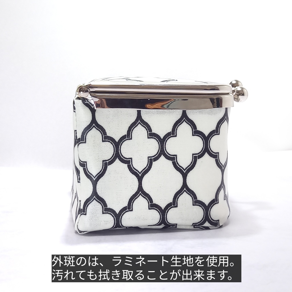 手のひらサイズのちょっと珍しい♪がま口立体ボックス☆大人可愛いダマスク モロッカン柄