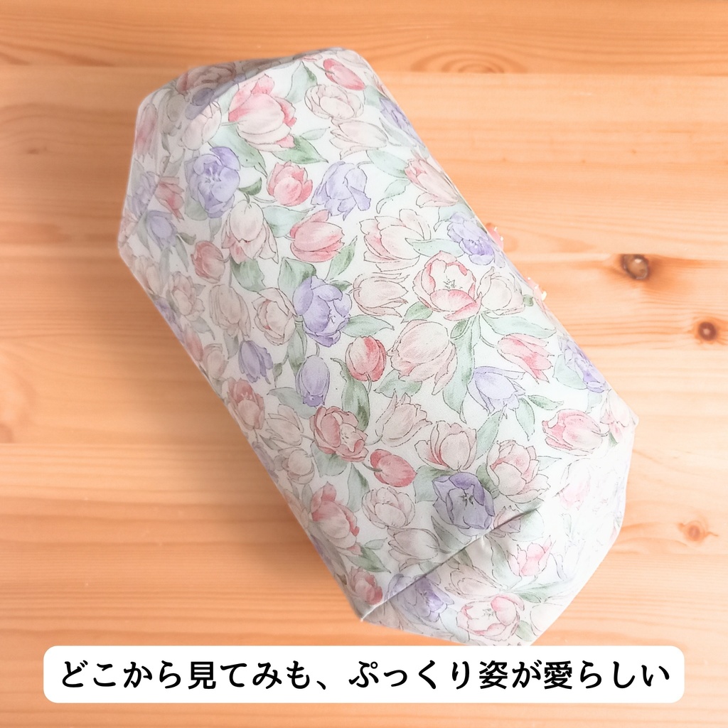 旅人さんの物語を閉じ込める―淡い春色【ぷっくりコロン♪】くすみカラー チューリップ マルチがま口ポーチ