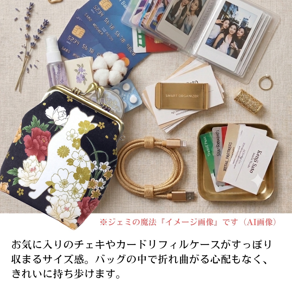 【がま口縦長マルチポーチ(ショート)8.5㎝口金】遊び心満載!クールに持ち歩く♪シガレット柄|がまポケ|がま口ポーチ|タバコケース|ガジェット・お薬ポーチ|カン付|メンズ・レディース|ギフト|むにがま