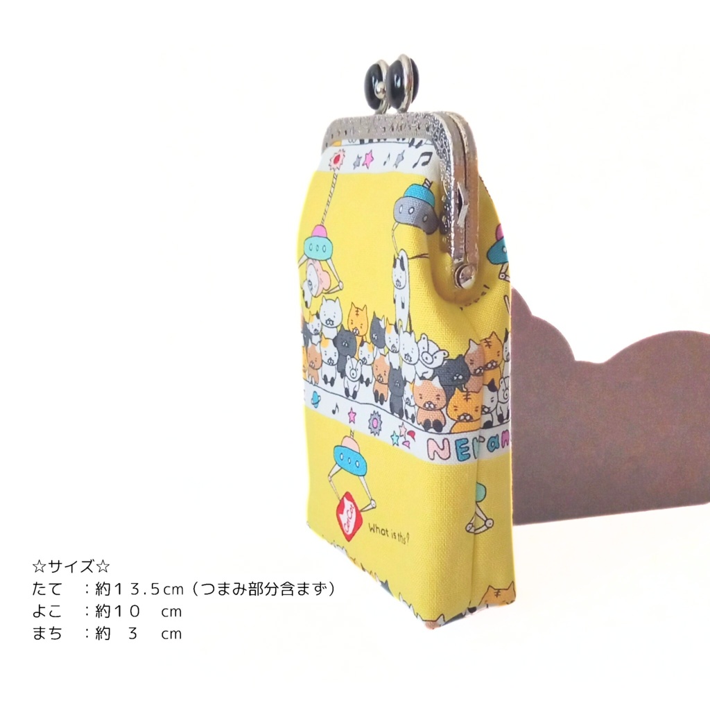 留め具が選べる「がま口シガレットケース(ロング)」クレーンゲームにゃん 猫柄 100sタバコ エチケットケース 鏡 スプレー モバイルバッテリー ギフト ストラップ対応 むにがま