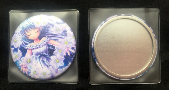 白い花コンパクト缶ミラー