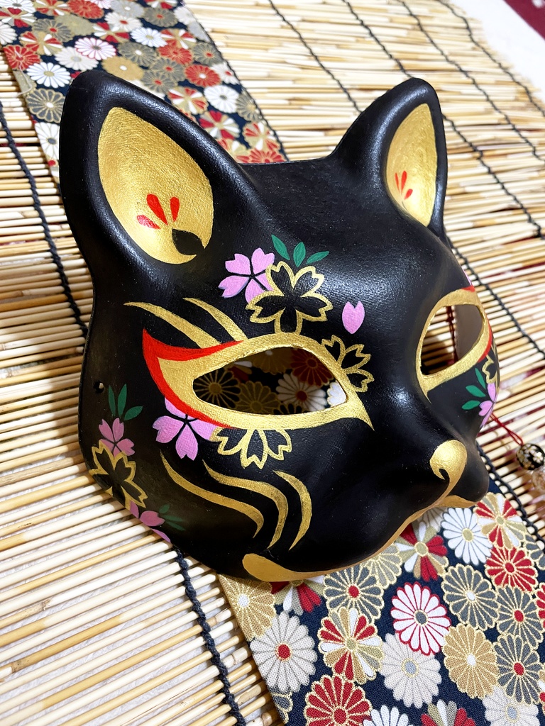 にゃんこ面(黒・桜)