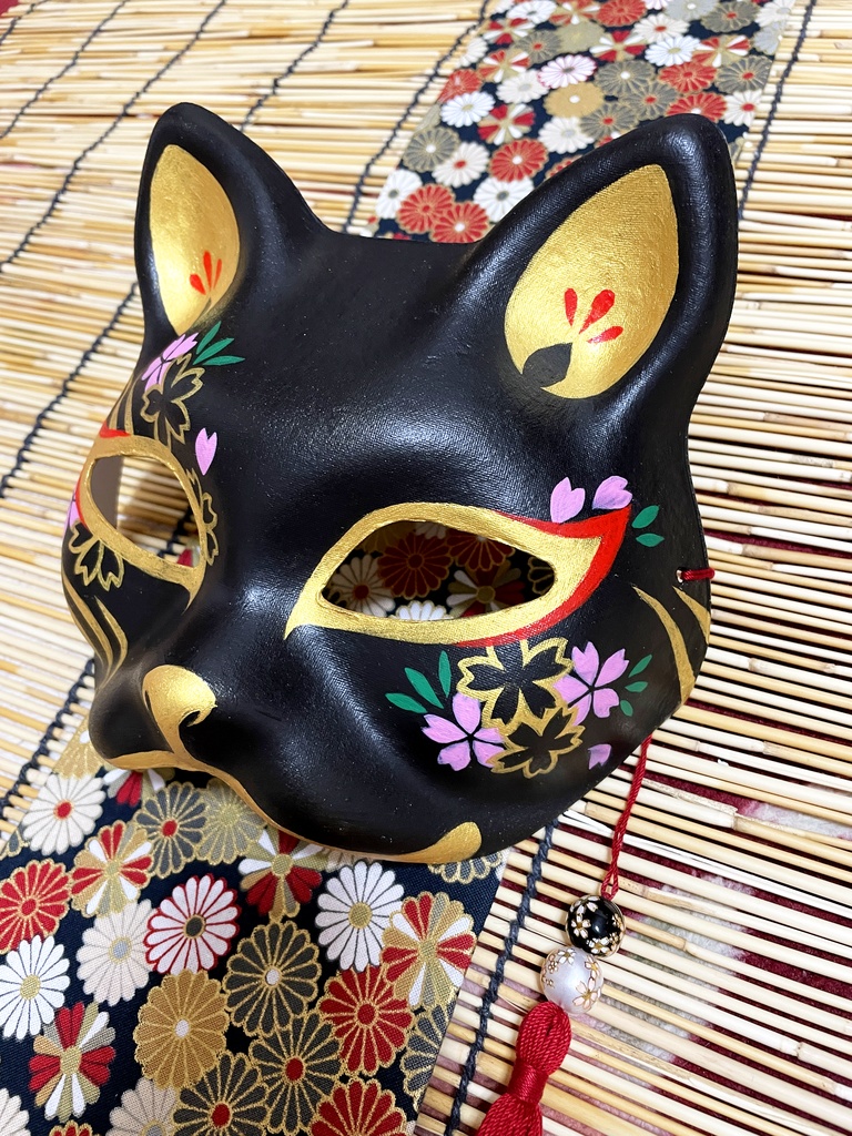 にゃんこ面(黒・桜)