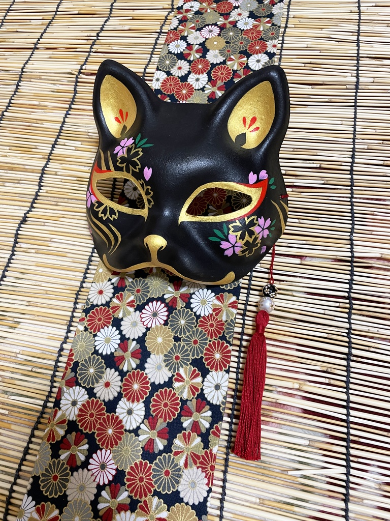 にゃんこ面(黒・桜)