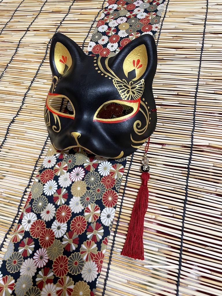 にゃんこ面(黒・蝶)