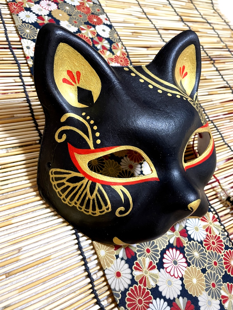 にゃんこ面(黒・蝶)