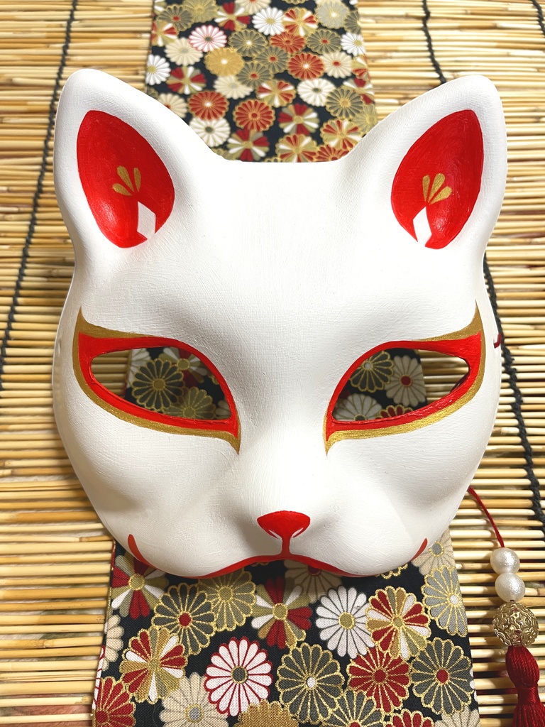 にゃんこ面（白・シンプル）