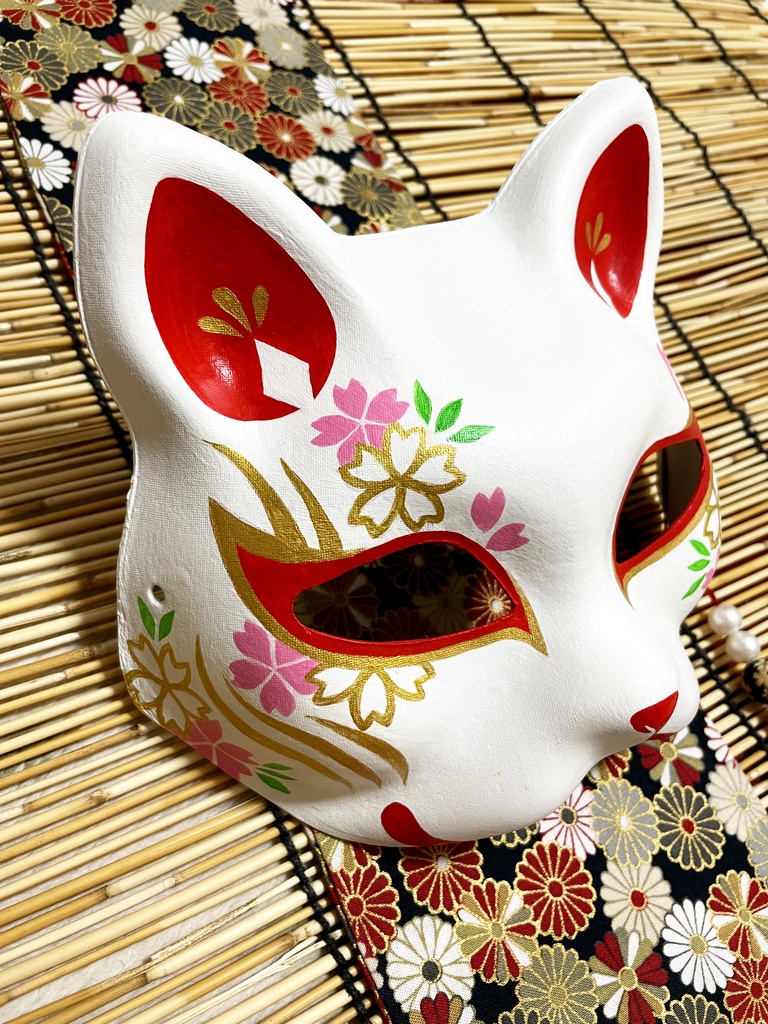 にゃんこ面(白・桜)