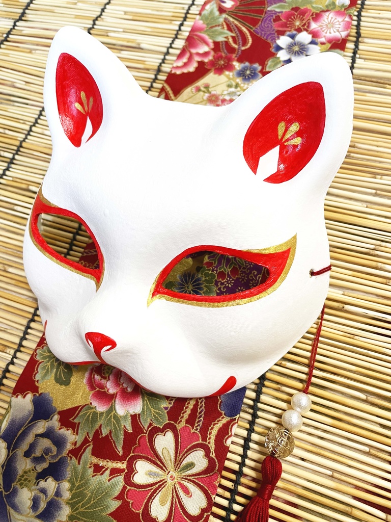 にゃんこ面(白・シンプル)