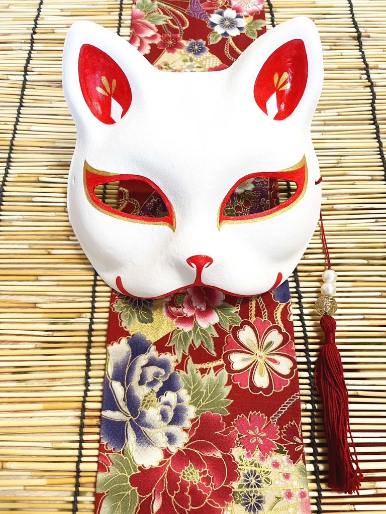 にゃんこ面(白・シンプル)