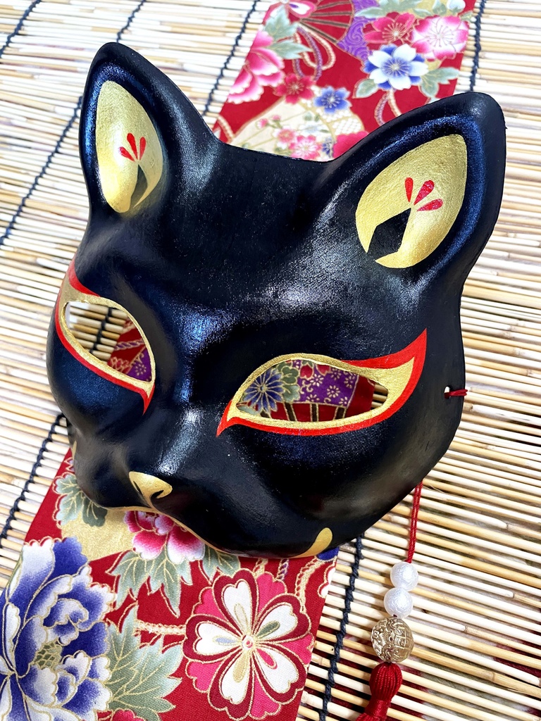 にゃんこ面(黒・シンプル)