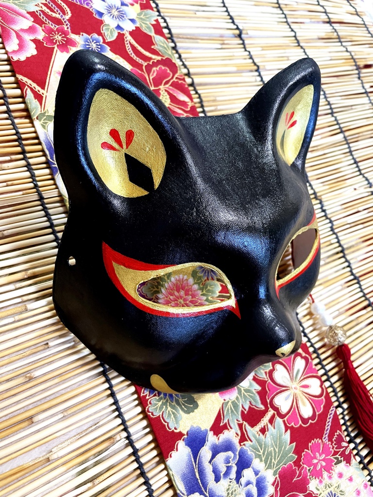 にゃんこ面(黒・シンプル)