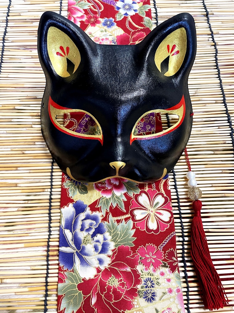 にゃんこ面(黒・シンプル)