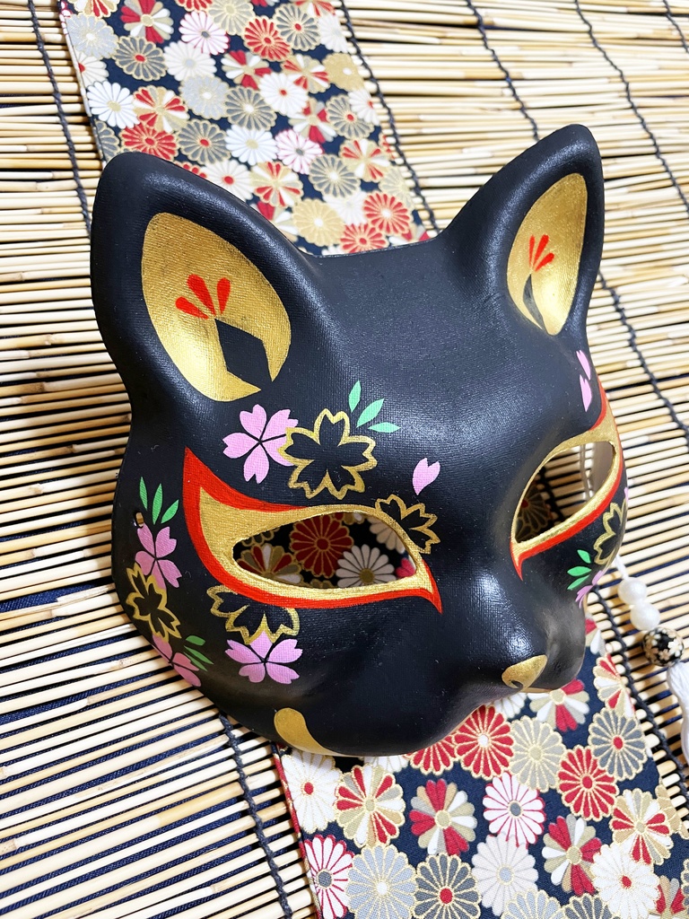 にゃんこ面(黒・桜)