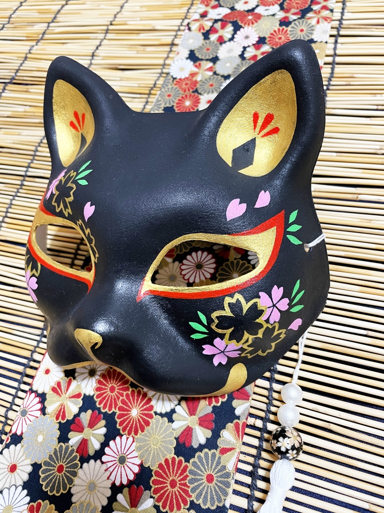 にゃんこ面(黒・桜)