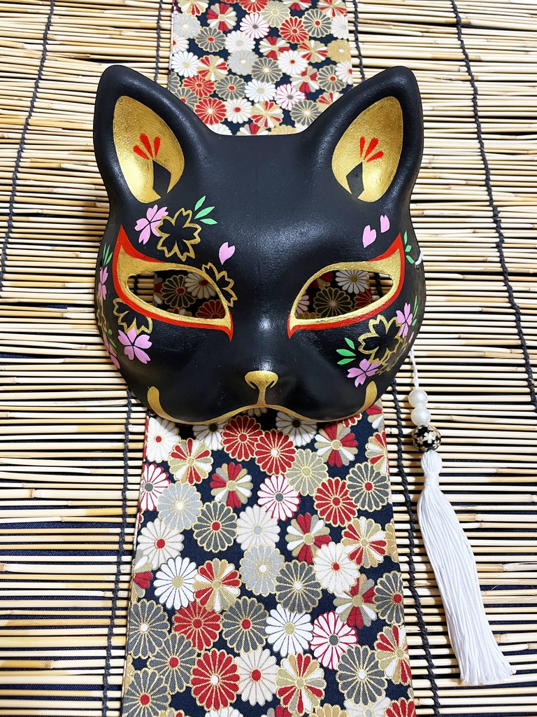 にゃんこ面(黒・桜)