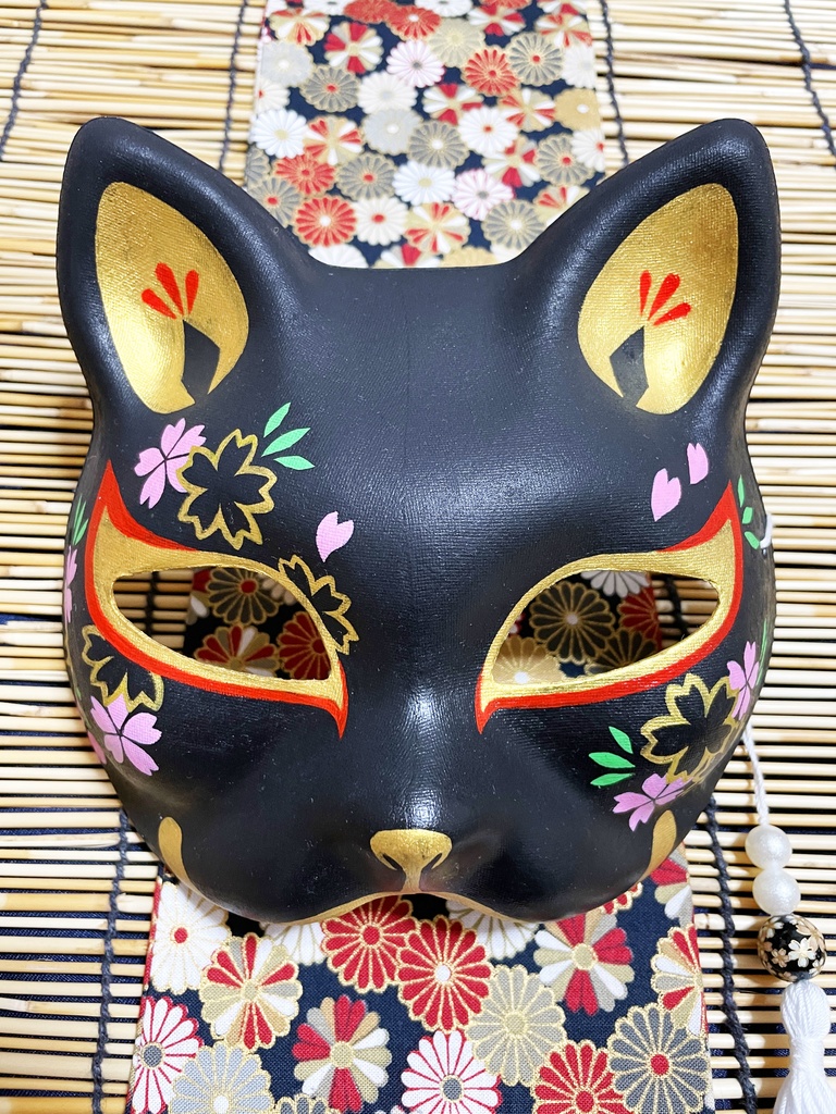 にゃんこ面(黒・桜)