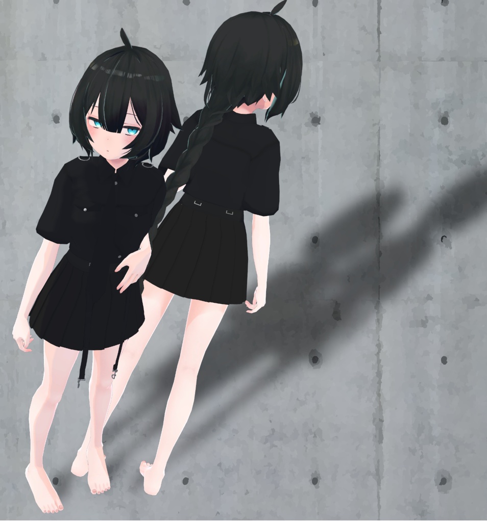 【薄荷用衣装】黒シャツ&黒スカート
