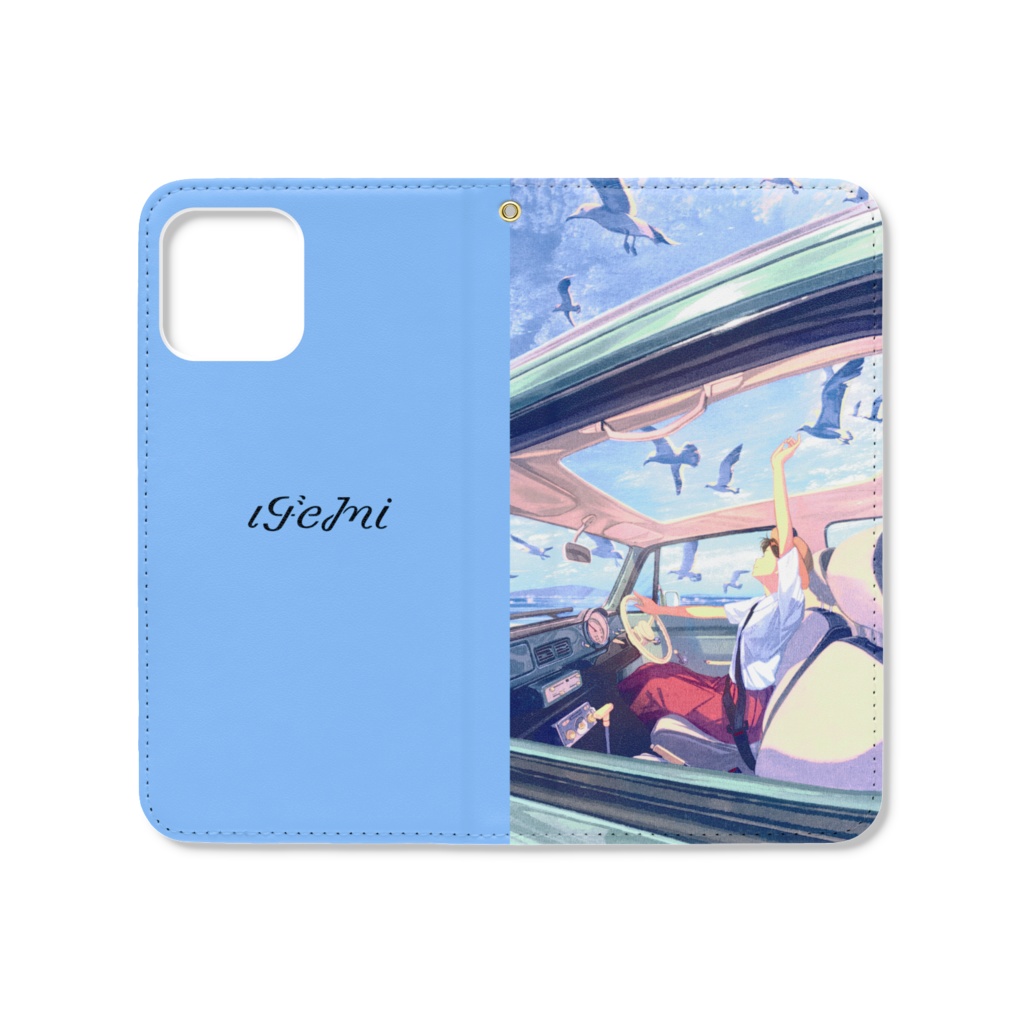 鳥のように君と　手帳型iPhoneケース（ベルトなし）