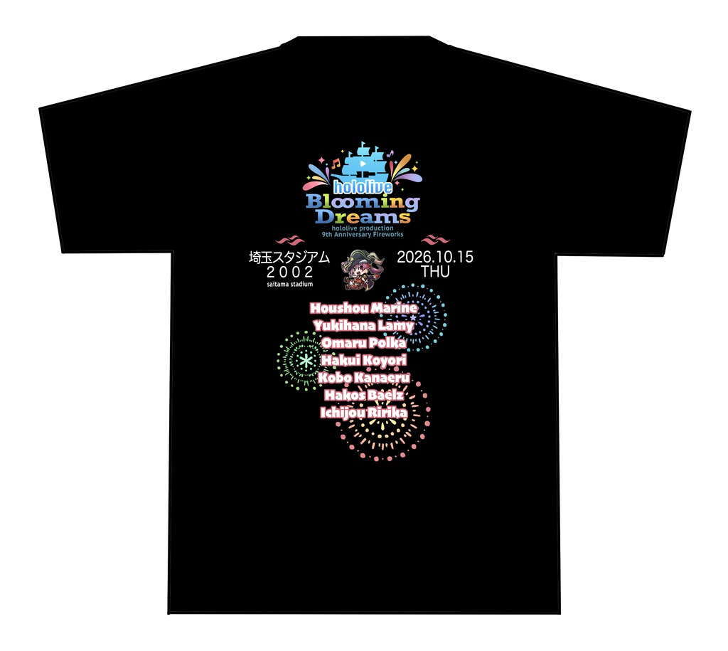 ホロドリ花火Tシャツ　マリンブラックVer(XL)