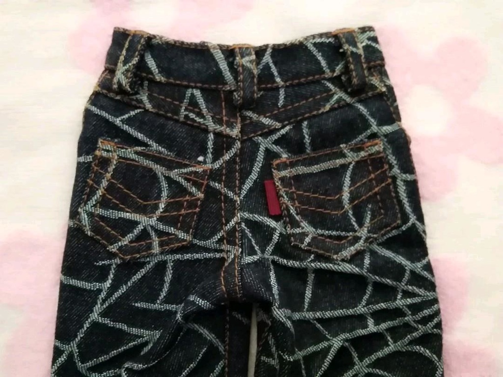 SD 13少年ロング脚対応 デニム 蜘蛛の巣柄ジャガード 紺