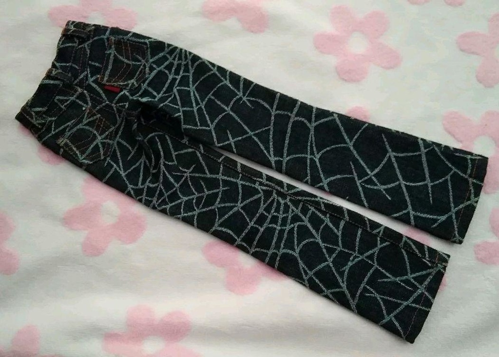 SD 13少年ロング脚対応 デニム 蜘蛛の巣柄ジャガード 紺