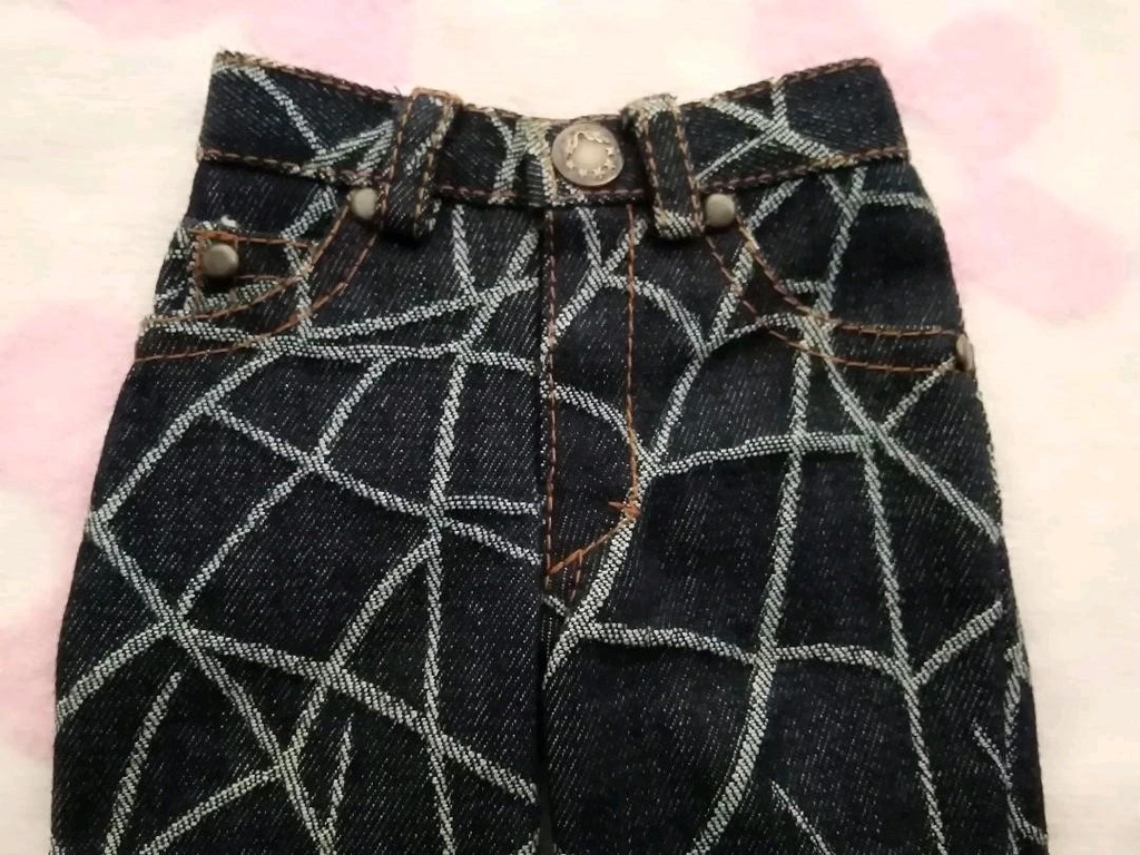 SD 13少年ロング脚対応 デニム 蜘蛛の巣柄ジャガード 紺