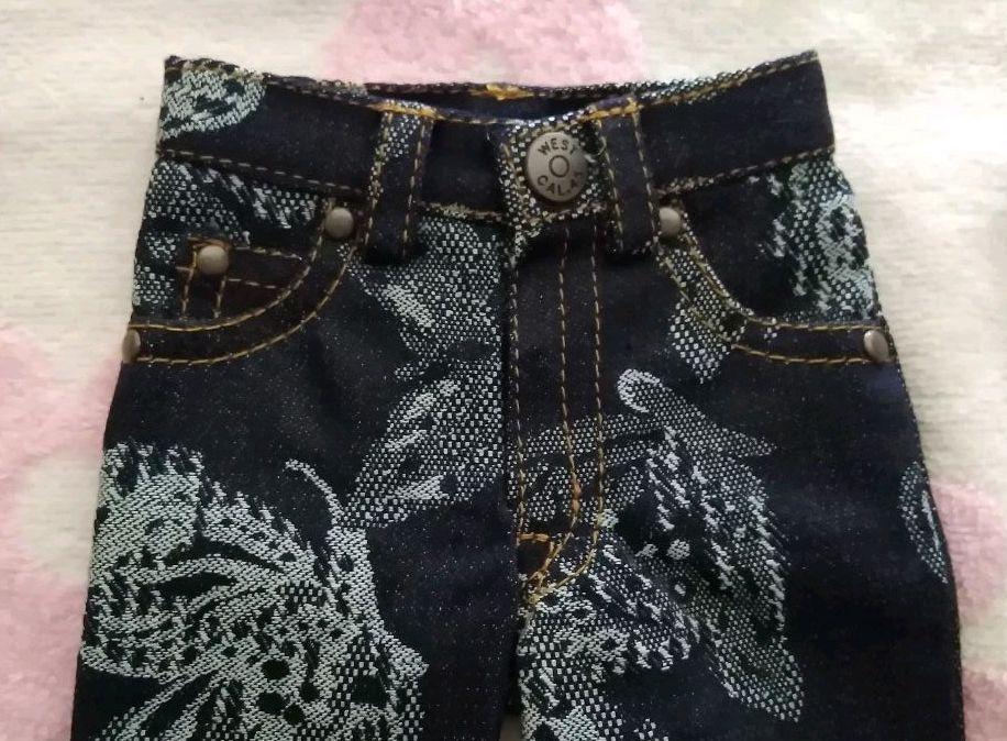 SD 13少年ロング脚対応 デニム 蝶柄ジャガード 紺 1点物