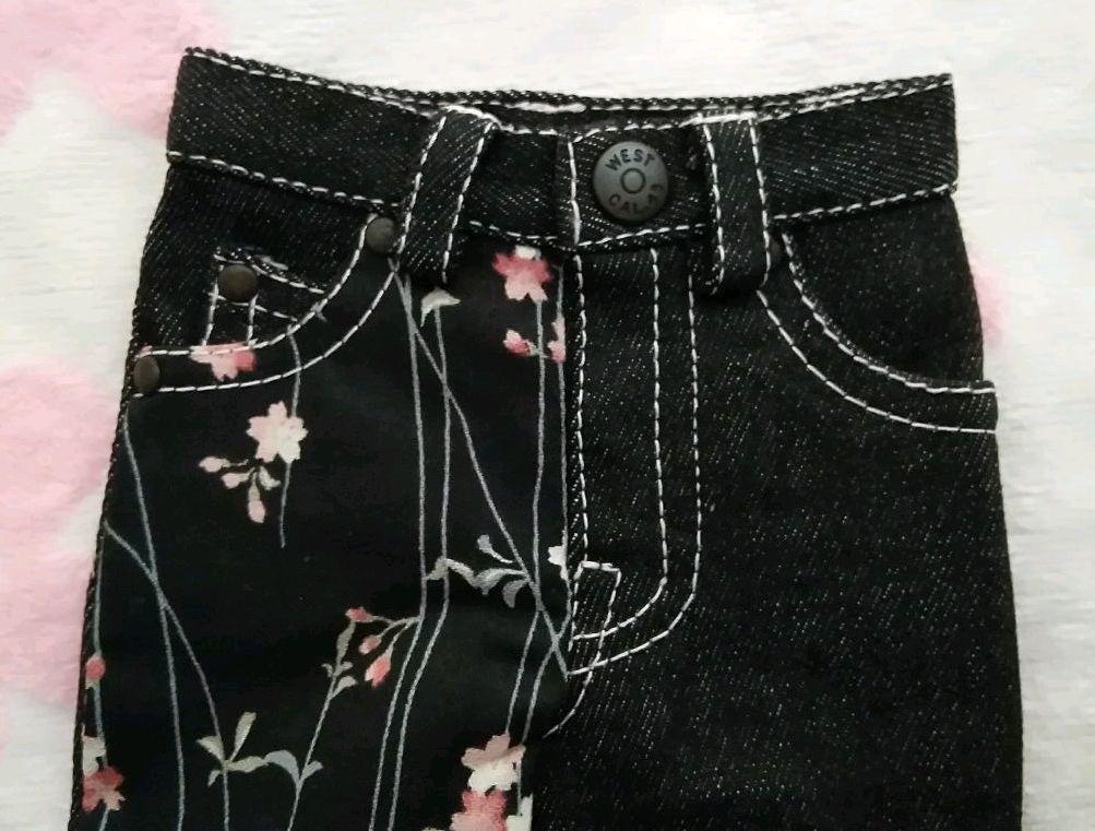 SD 13少年ロング脚対応　デニム　ブラックデニム＋花柄　1点物