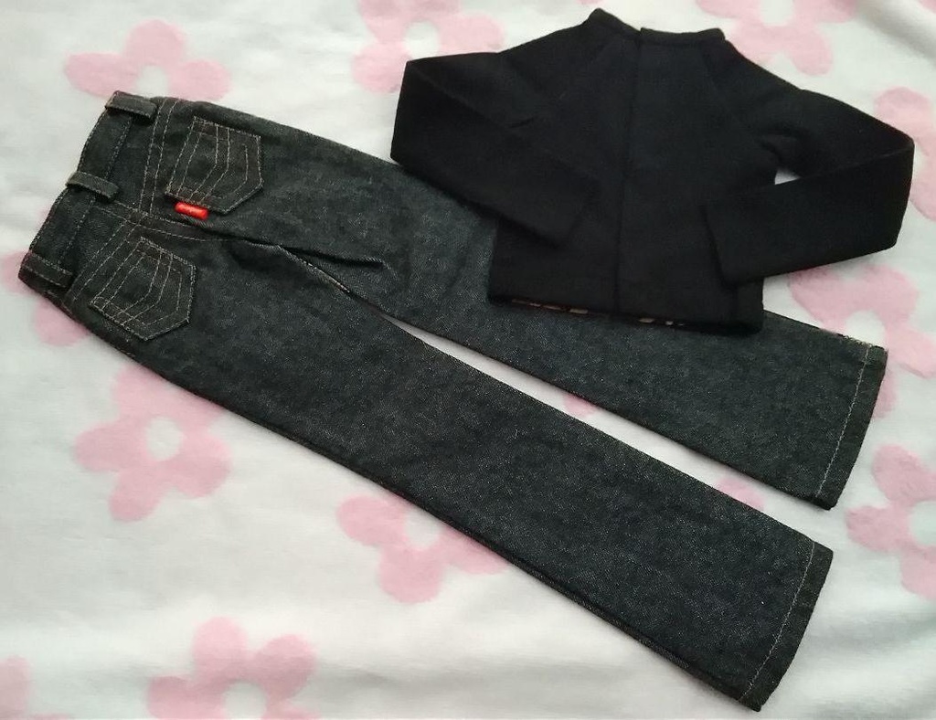 SD 13少年ロング脚対応 デニム+ロンTセット 黒和柄 一点物