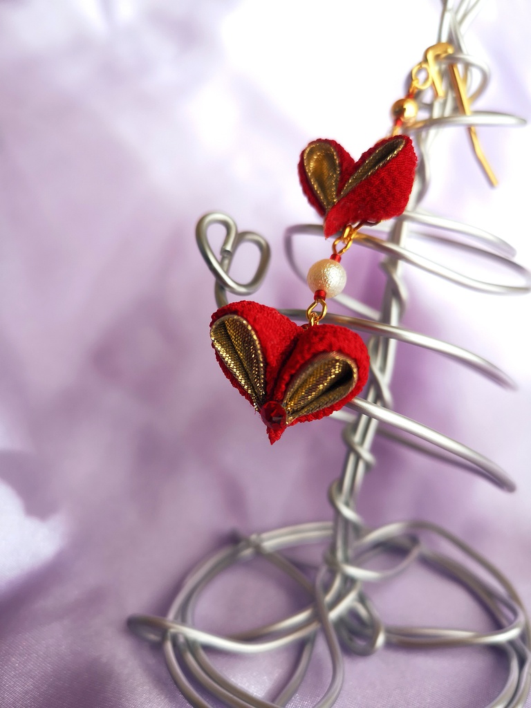 つまみ細工ポニーフック(ハート)