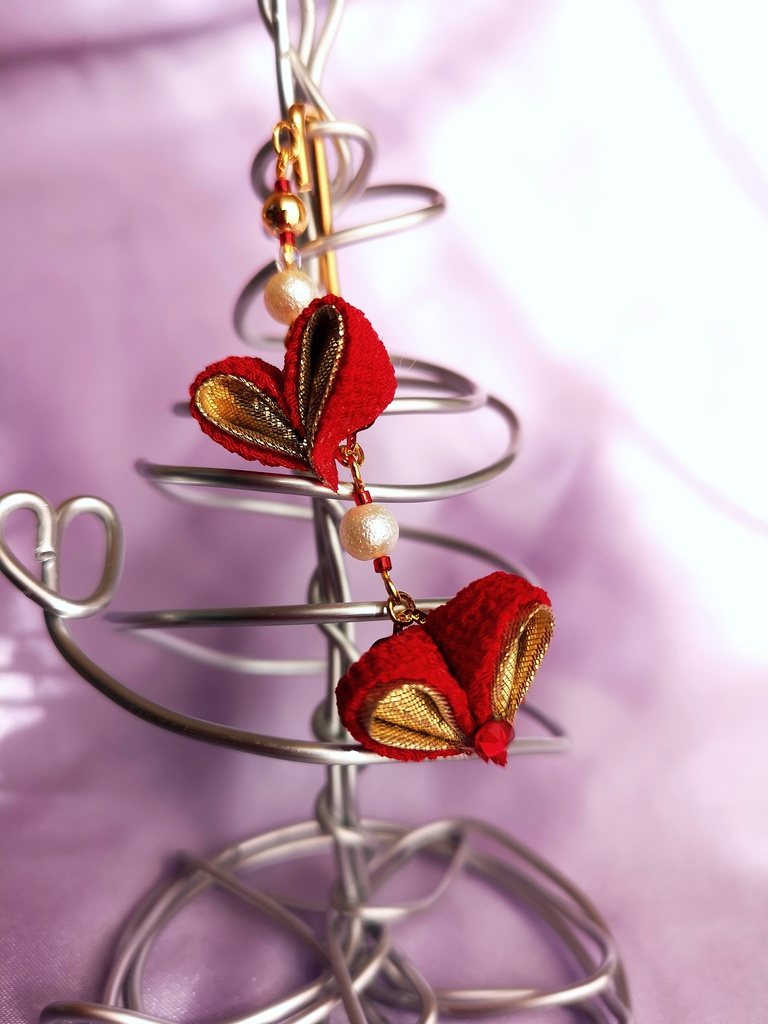 つまみ細工ポニーフック(ハート)