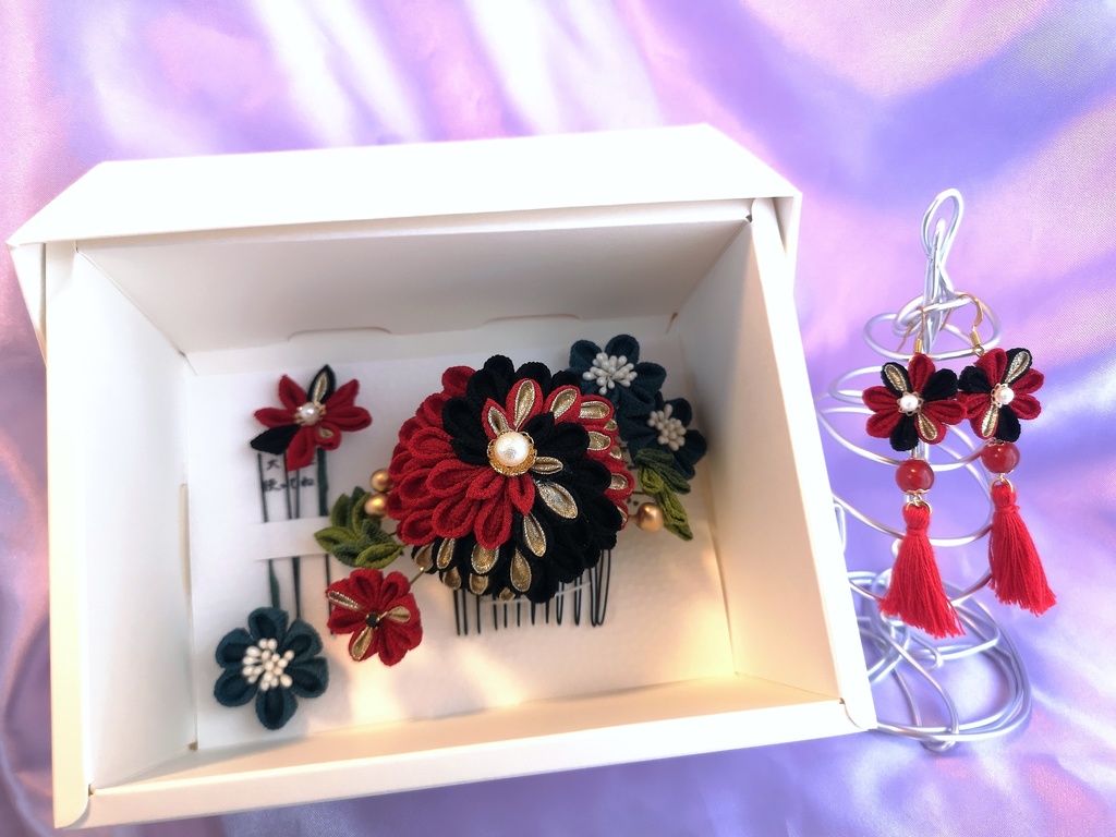 つまみ細工ピアス・ノンホールピアス