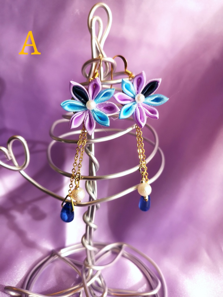 つまみ細工ピアス・ノンホールピアス(パステルカラー)5種掲載