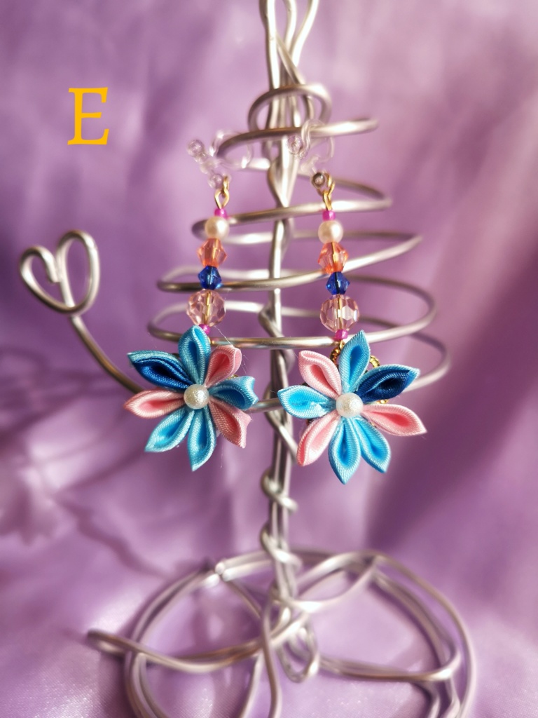 つまみ細工ピアス・ノンホールピアス(パステルカラー)5種掲載