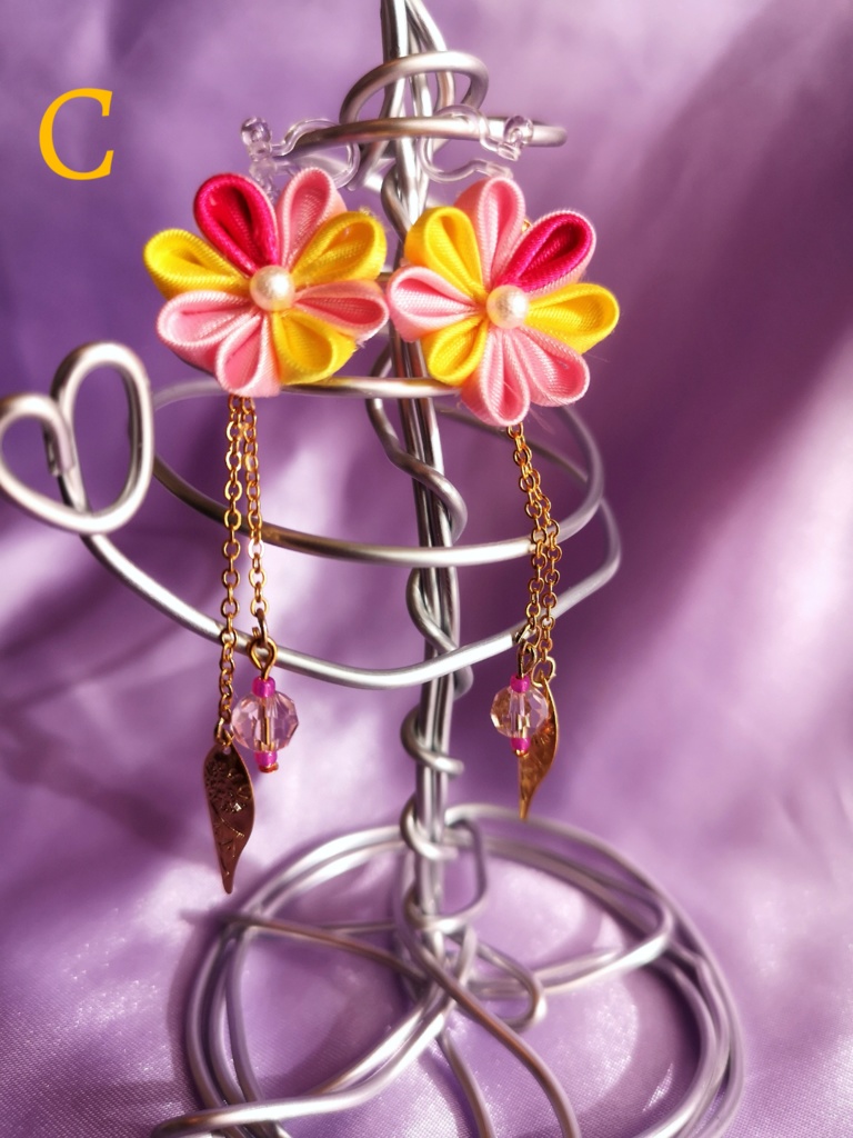 つまみ細工ピアス・ノンホールピアス(パステルカラー)5種掲載