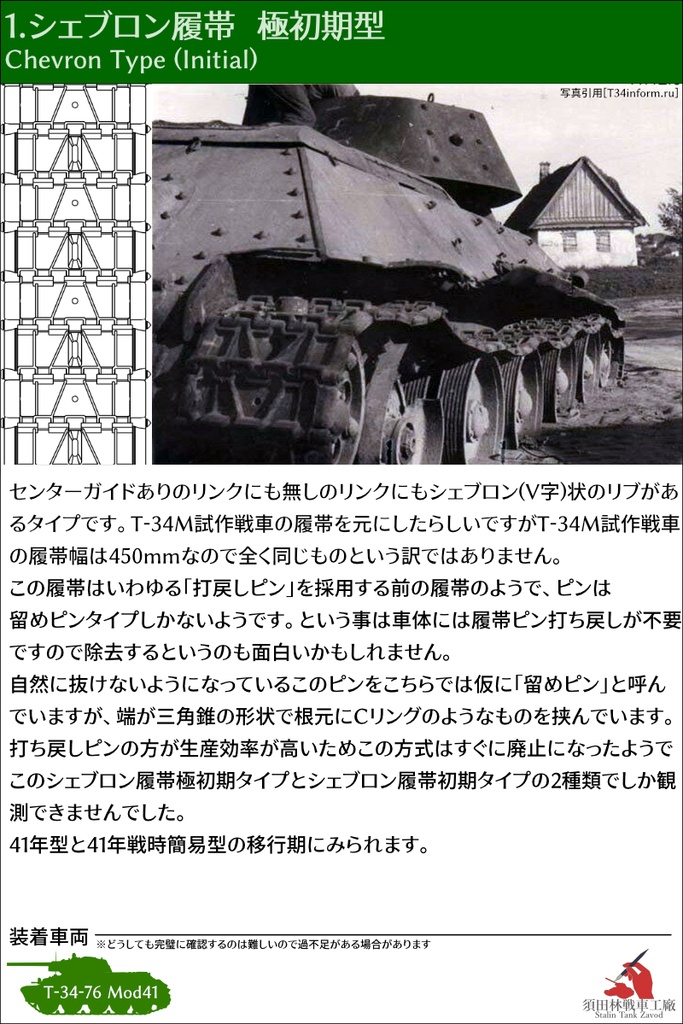 T-34 500mm幅 ピン連結式履帯
