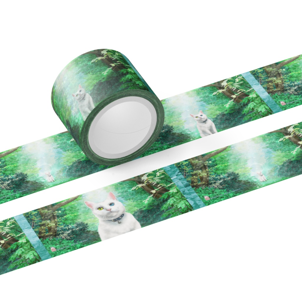 マスキングテープ30mm-光の森の白猫