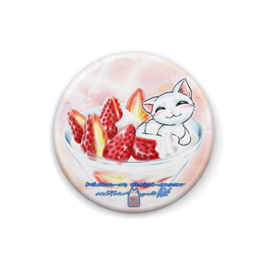 缶バッチ-桃色スィーツ猫