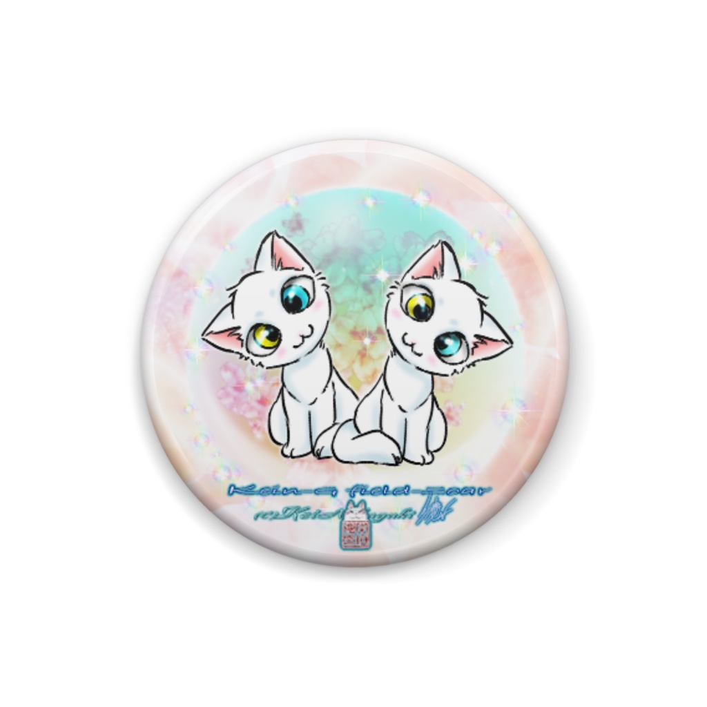 缶バッチ-桃色スィーツ猫