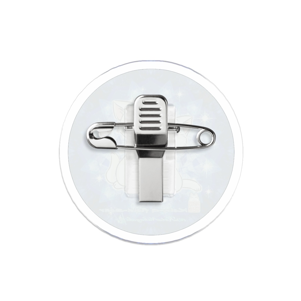 アクリルバッチ50mm x 50mm-青いステンドグラスと白猫/藍花と陰陽猫