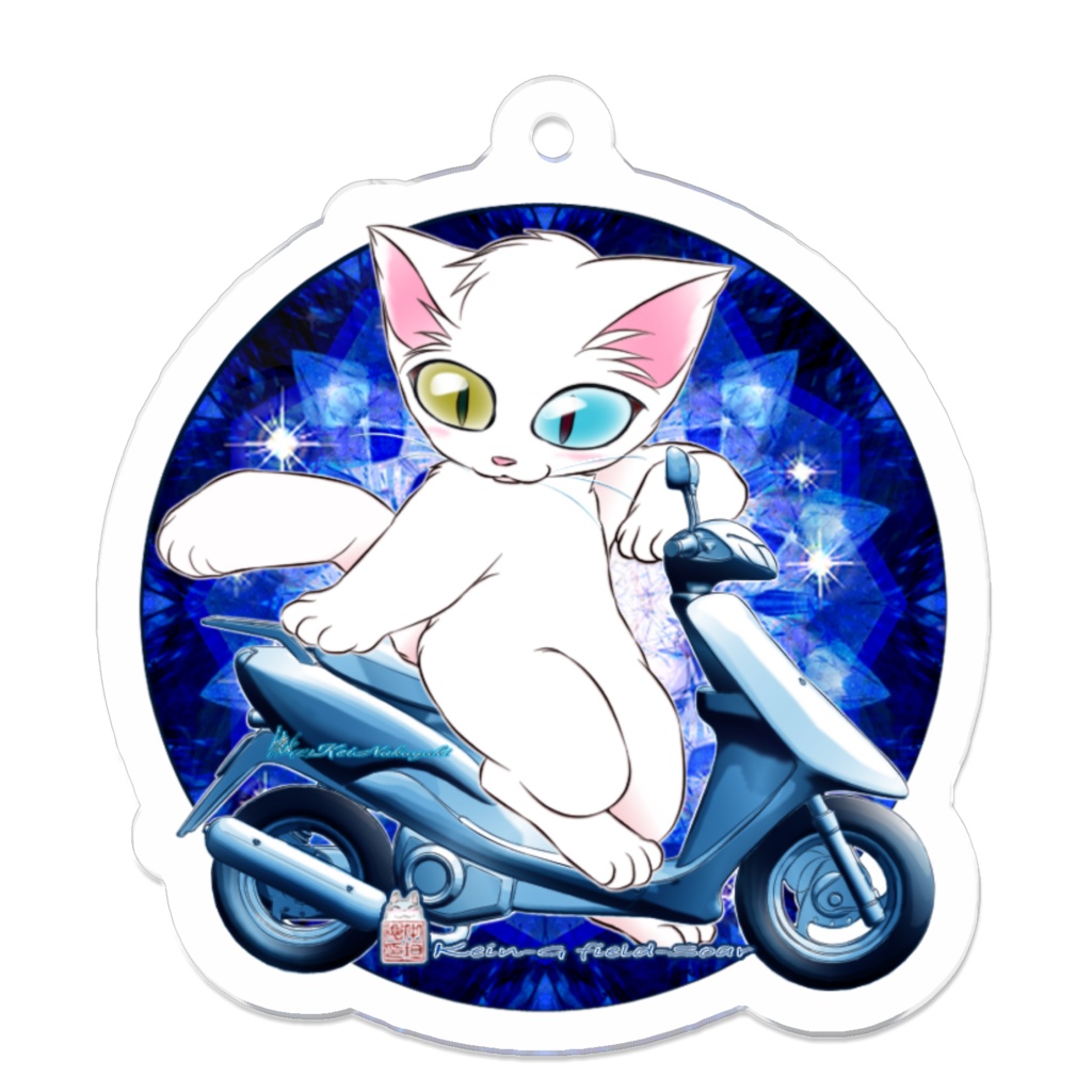アクリルキーホルダー50mm x 50mm-スクーター猫