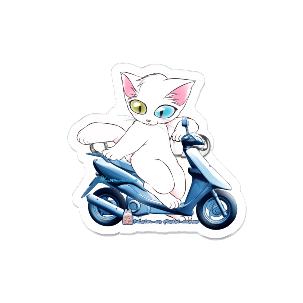 アクリルバッチ50mm x 50mm-スクーター猫