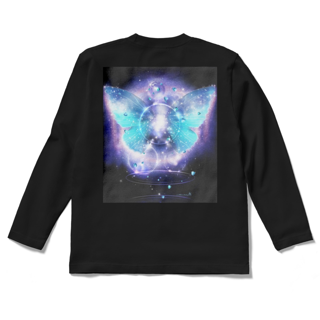 ロングスリーブT-カケアミオーロラ-蒼い蝶と双仔猫