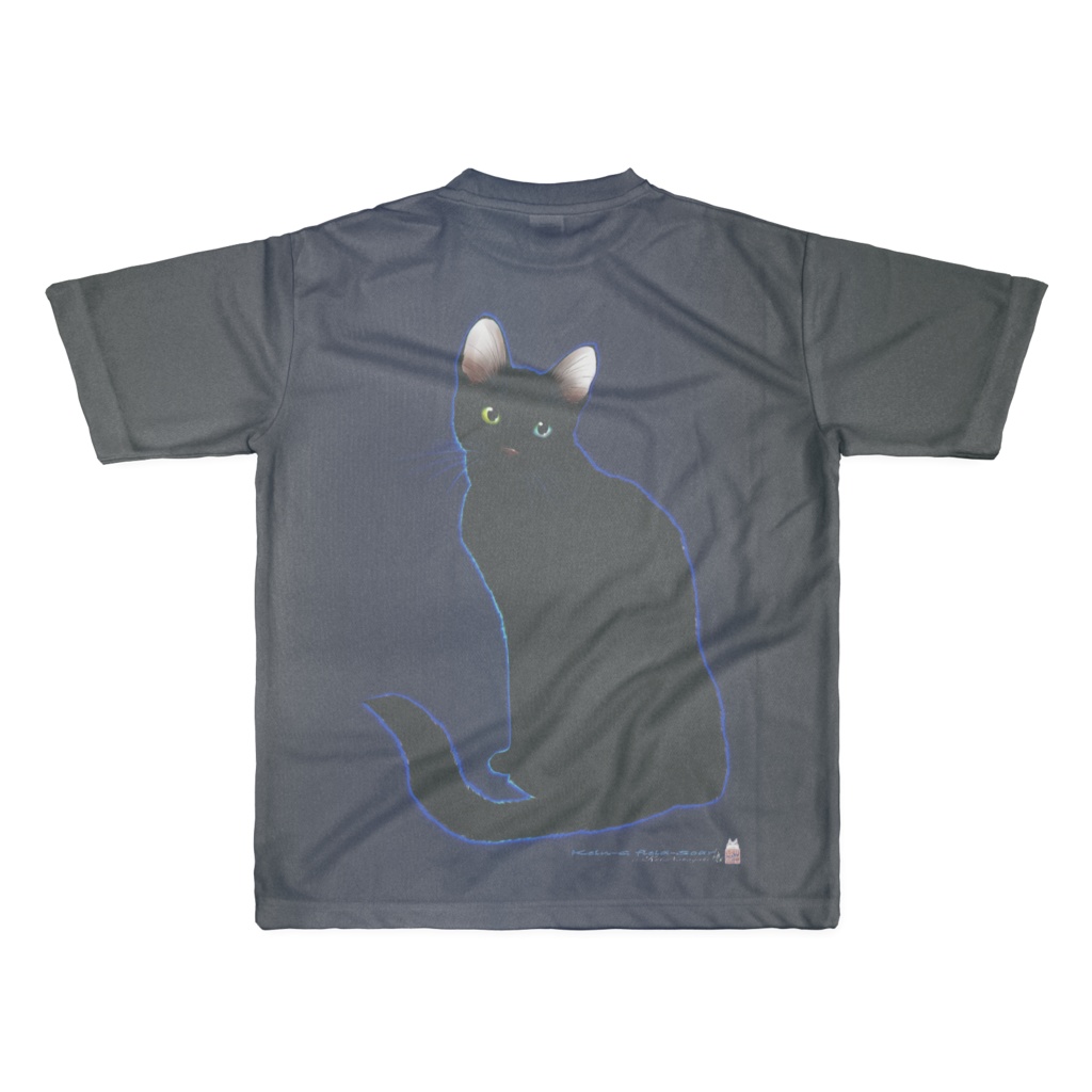 フルグラフィックT-L-リアル黒猫と光のフィボナッチ(背面ノアール)