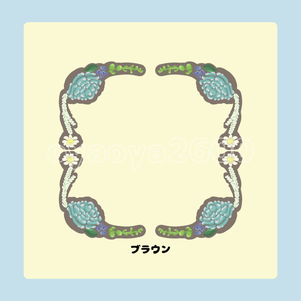 【SNS・コラージュ】手描きフラワーフレーム素材(一部無料配布)花飾り枠 透過PNG